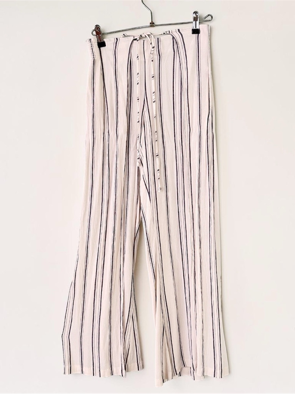 Billabong Cream and Gray Stripe Wide Leg Beach Pants